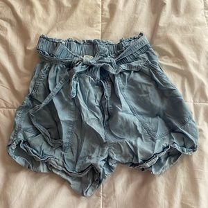 soft denim print shorts